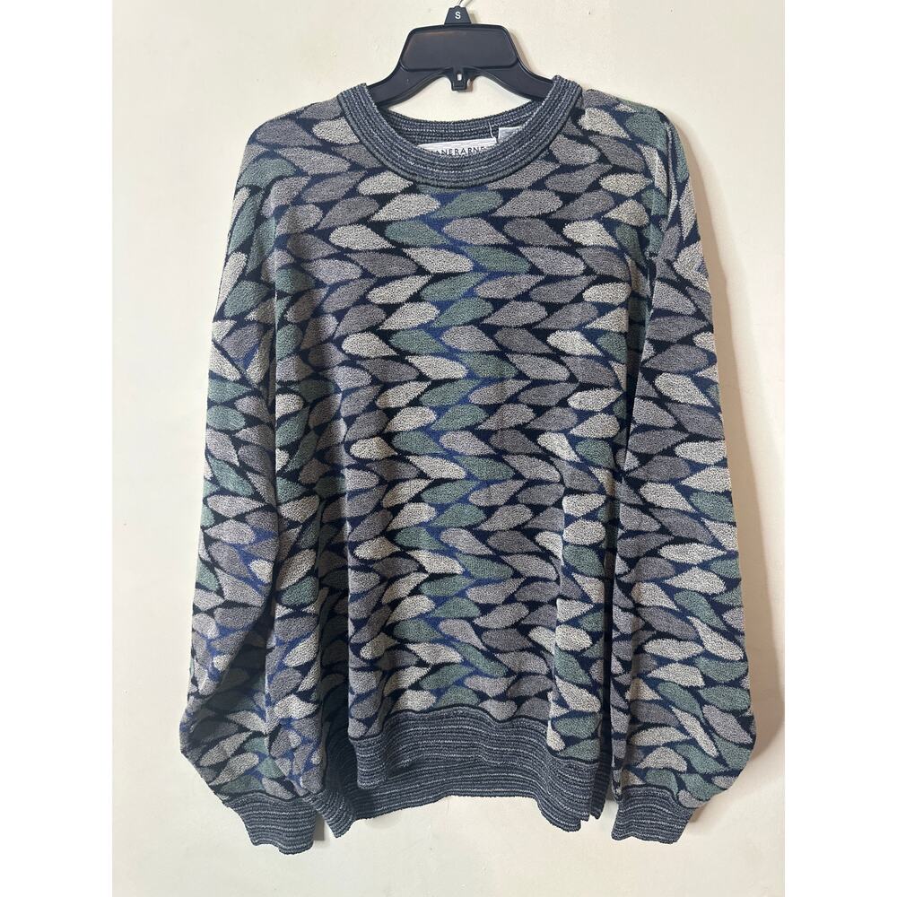 Jhane Barnes Sweater Mens 2XL Pullover Crew Neck Cosby Style Geometric Vintage W